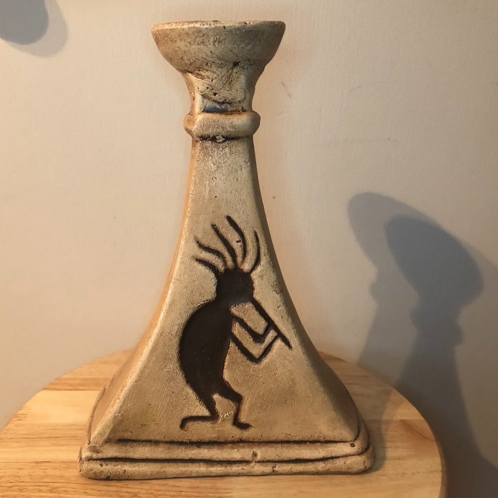 Vintage tribal Aztec ethnic candle holder decor EUC